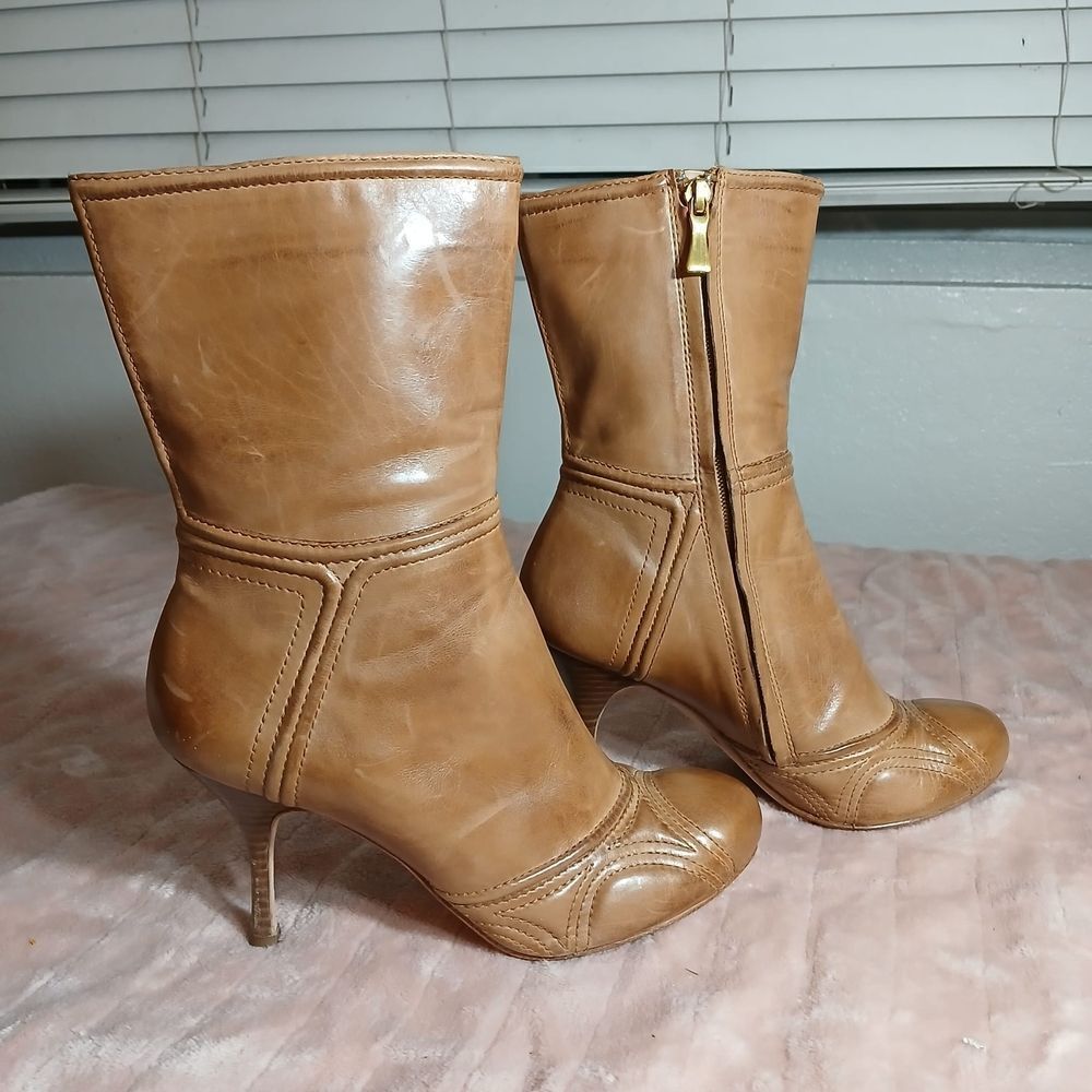 Max Studio Tan Heeled Boots with Stiletto Heel Size 8M